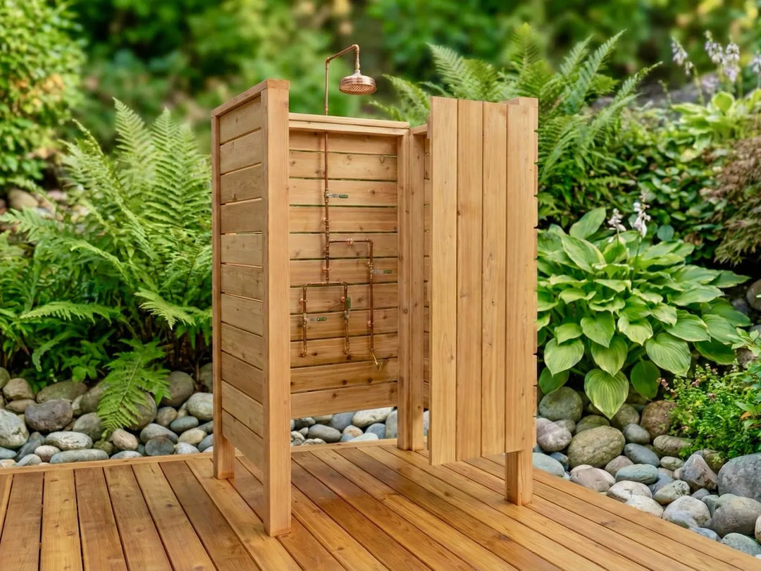 Pulse Shower — cedar outdoor shower by Yutori Labs